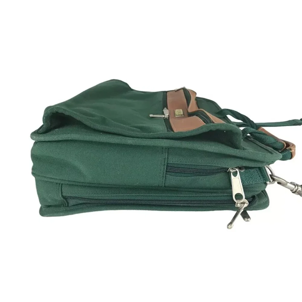 PORT Mens Green Brown Protection System Laptop Sleeve Messenger Bag‎